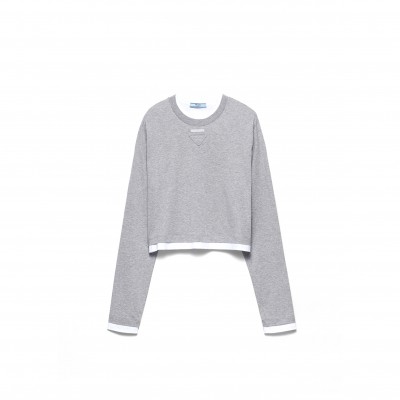 PRADA LONG-SLEEVED COTTON JERSEY T-SHIRT 34668